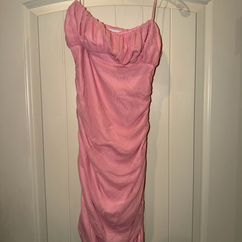 Hello Molly Blush Pink Ruched Mini Dress